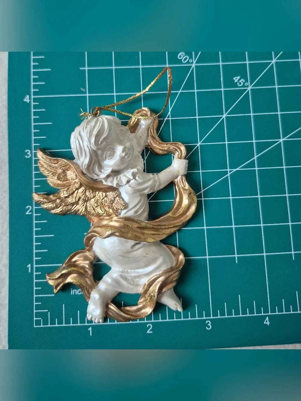 Vintage White and Gold Cherub Holiday Ornaments - Set of 6